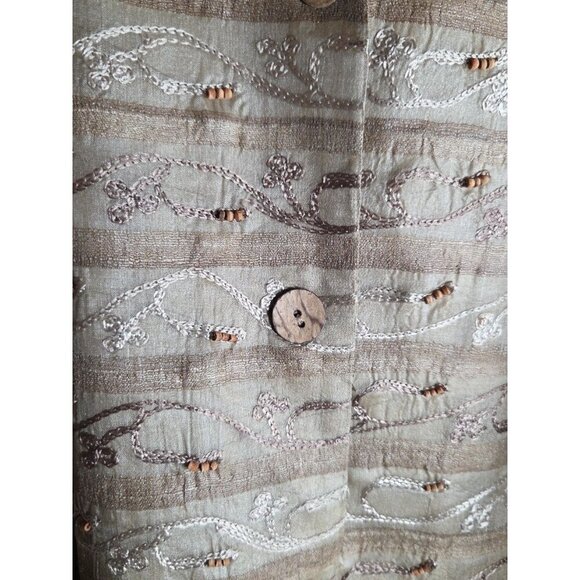 Coldwater Creek women's large jacket embroidered. beaded,Beige,100% Silk - Picture 5 of 6